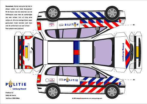 bouwplaat opel politieauto Bastelbogen Papiermodelle