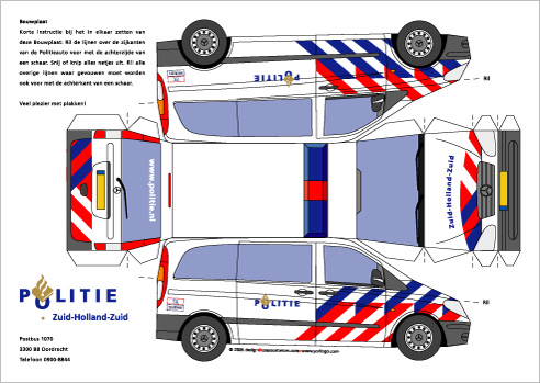 bouwplaat politie mercedes vito Bastelbogen Papiermodelle